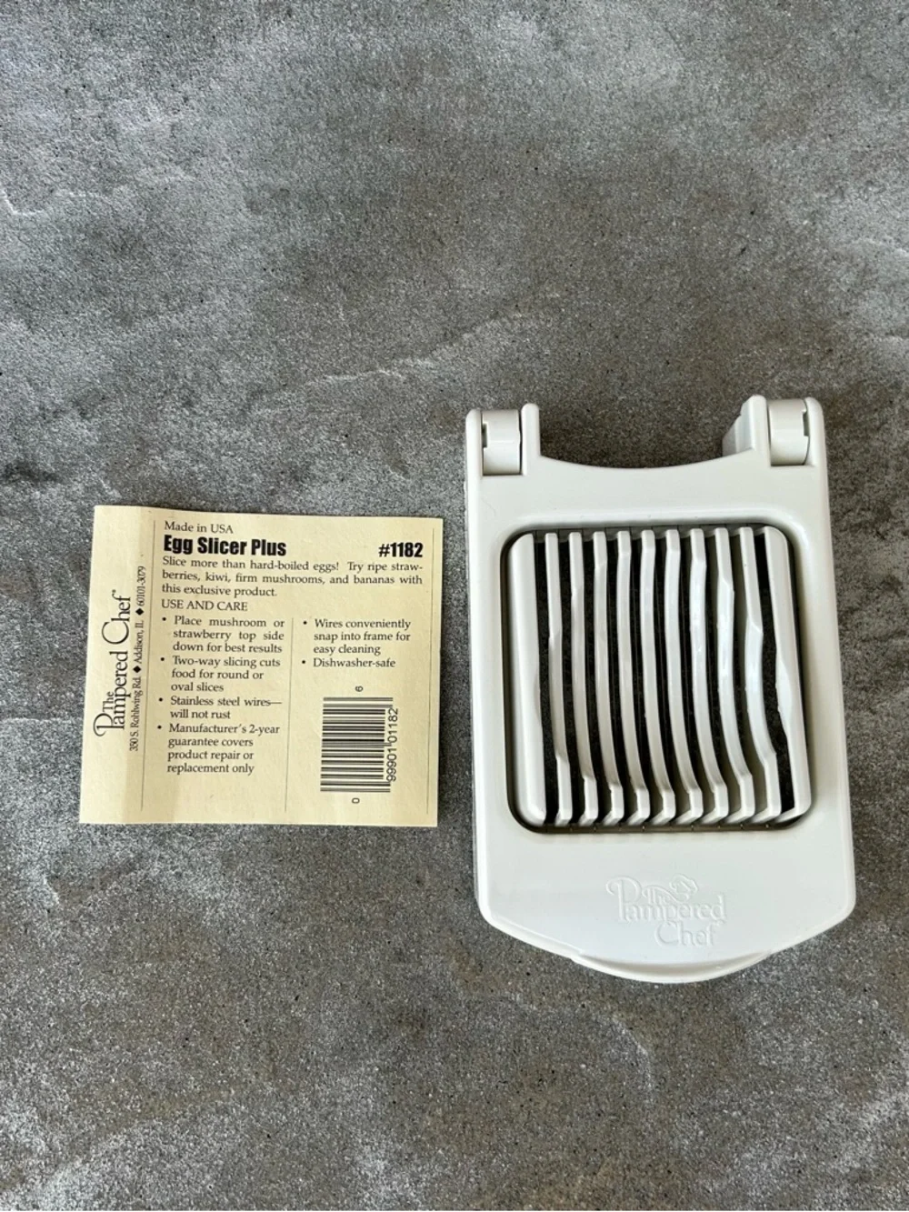 The Pampered Chef Egg Slicer Plus with Recipe White Plastic